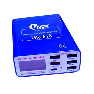 شارژر رومیزی 6 پورت و آمپرسنج M&R مدل MR-618